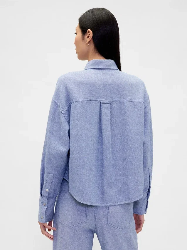 Chemise oversize en lin et coton