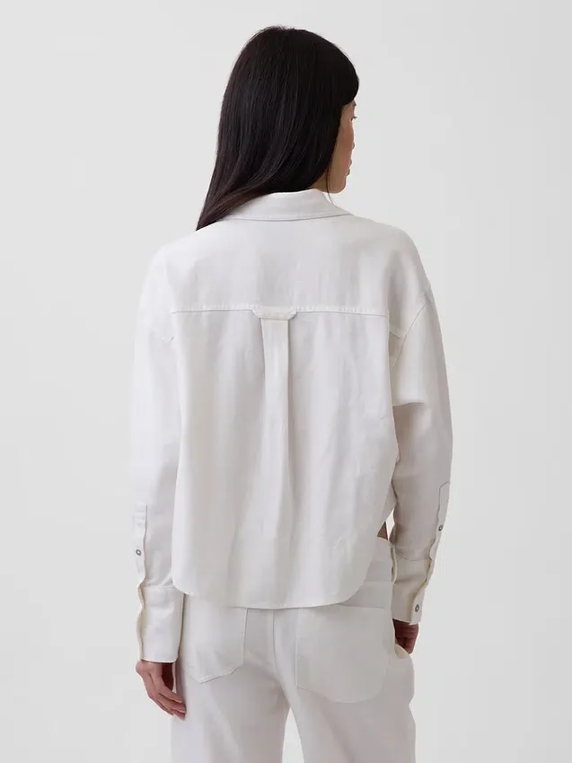 Chemise oversize en lin et coton