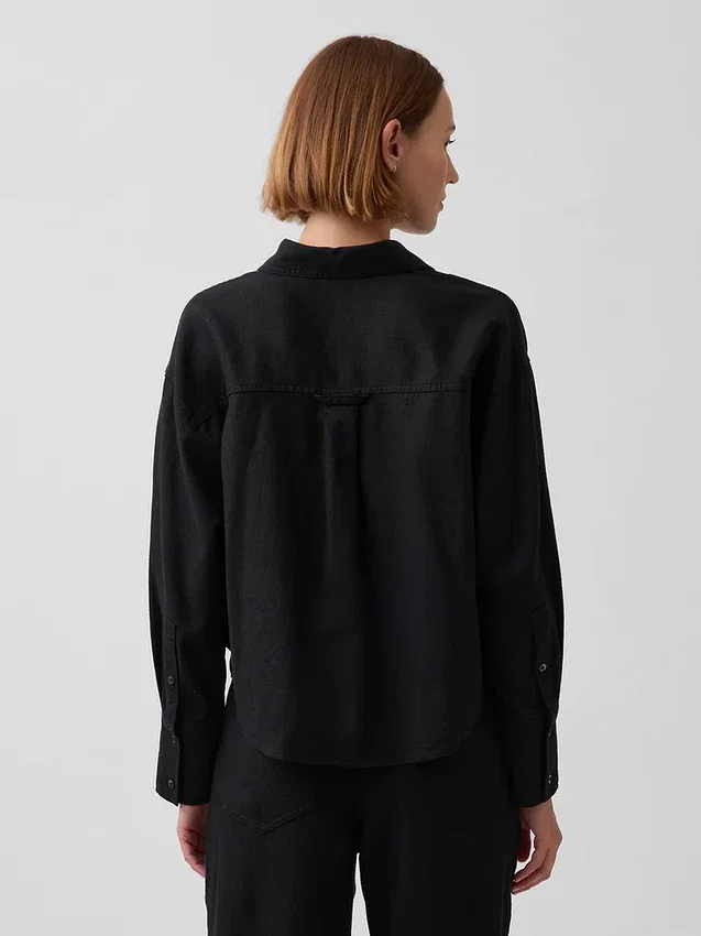 Chemise oversize en lin et coton