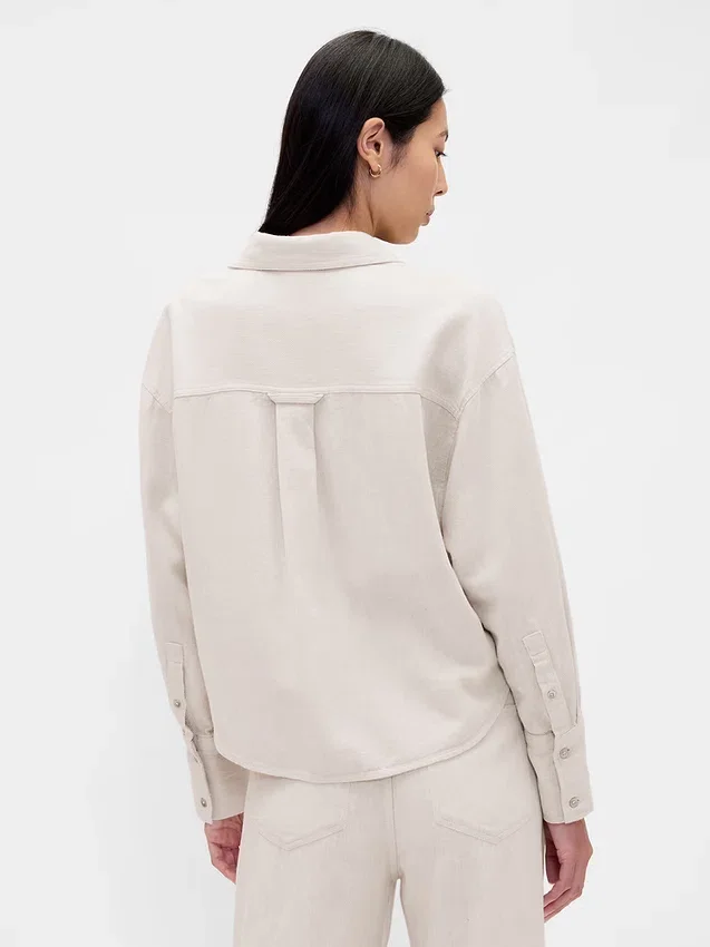 Chemise oversize en lin et coton