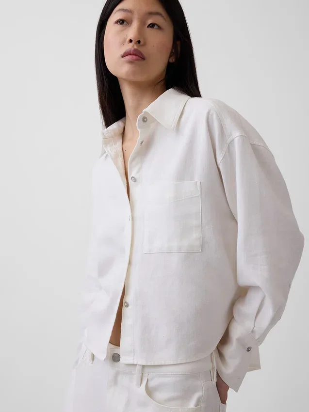 Chemise oversize en lin et coton