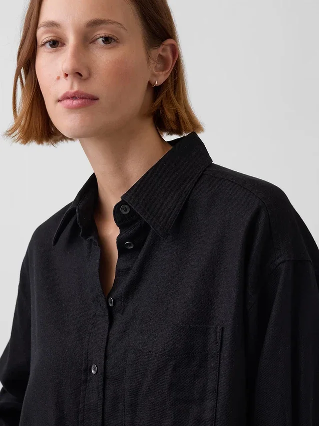 Chemise oversize en lin et coton