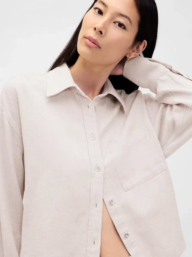 Chemise oversize en lin et coton