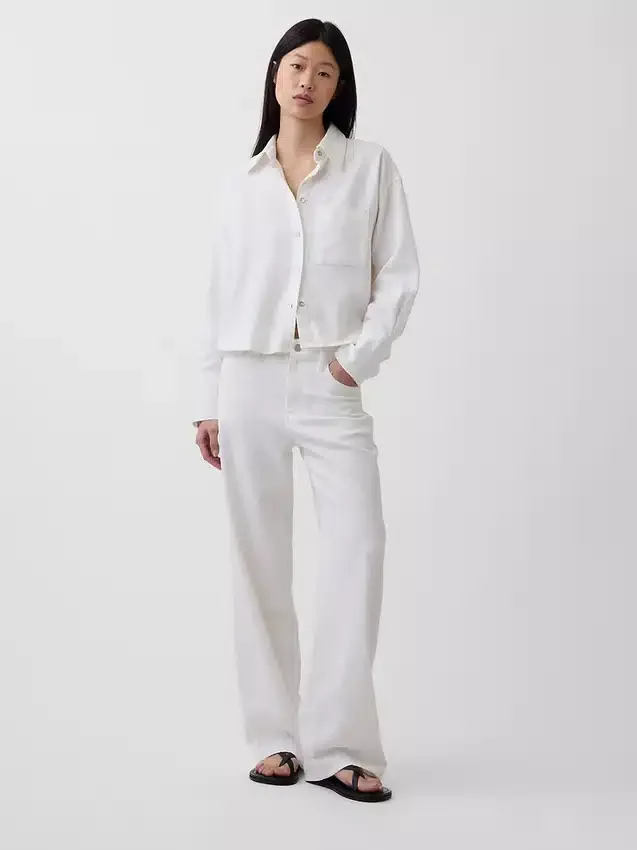 Chemise oversize en lin et coton