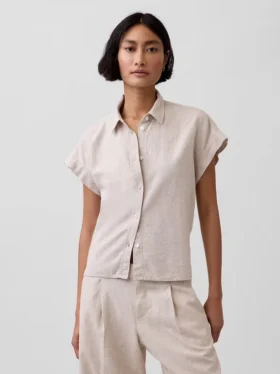 Chemise oversize en mélange de lin