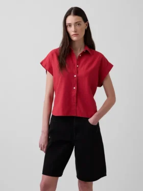 Chemise oversize en mélange de lin