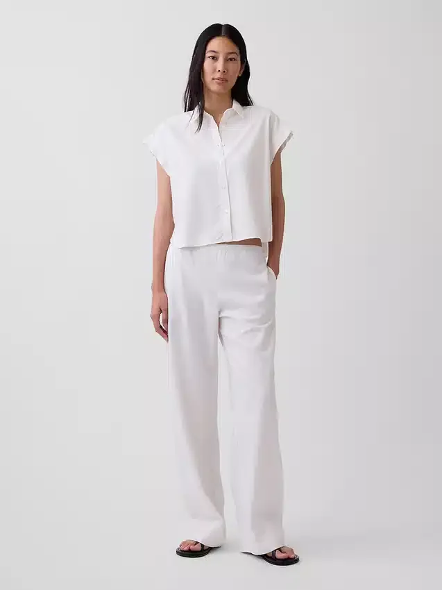 Chemise oversize en mélange de lin
