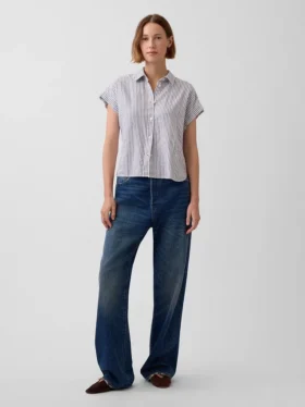 Chemise oversize en mélange de lin