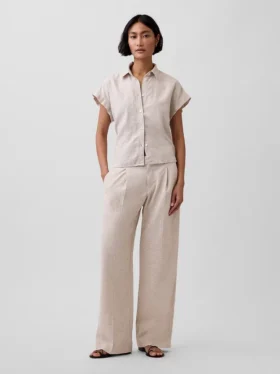 Chemise oversize en mélange de lin