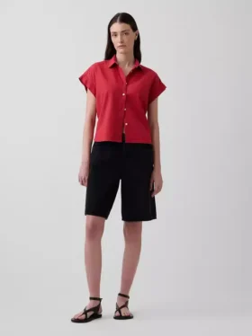 Chemise oversize en mélange de lin