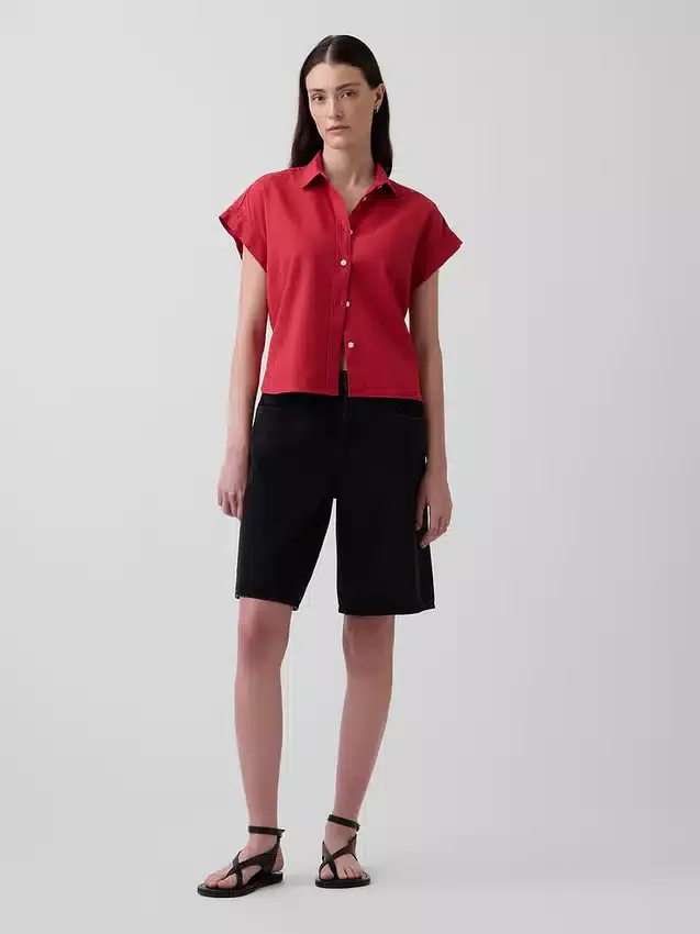 Chemise oversize en mélange de lin