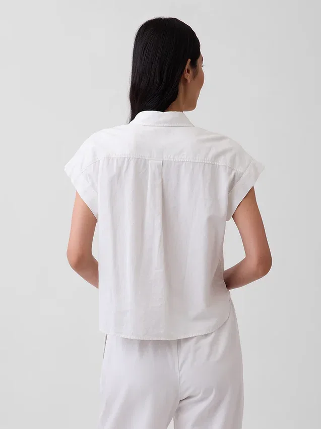 Chemise oversize en mélange de lin