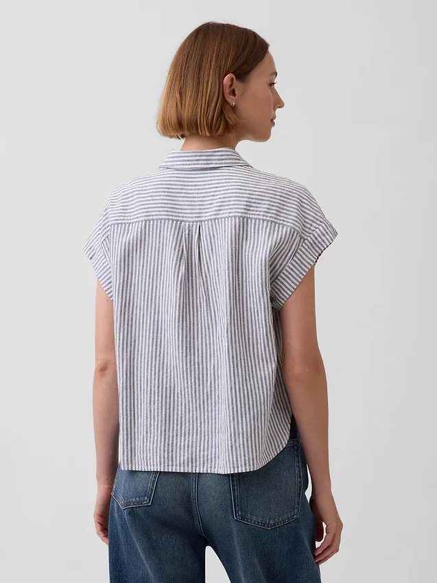 Chemise oversize en mélange de lin