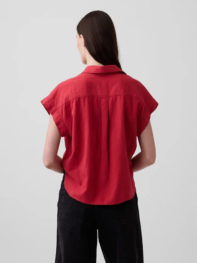 Chemise oversize en mélange de lin