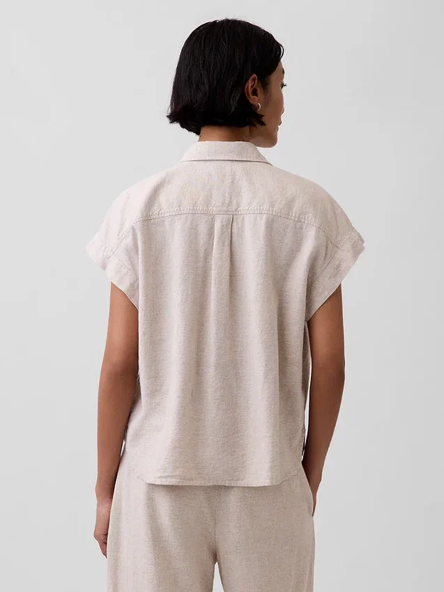 Chemise oversize en mélange de lin