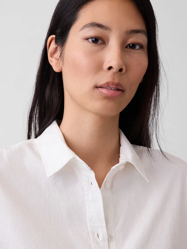 Chemise oversize en mélange de lin