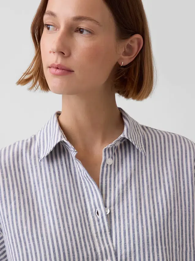 Chemise oversize en mélange de lin
