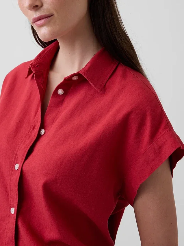 Chemise oversize en mélange de lin