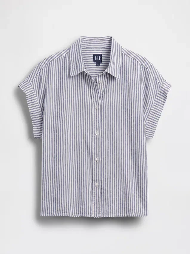 Chemise oversize en mélange de lin