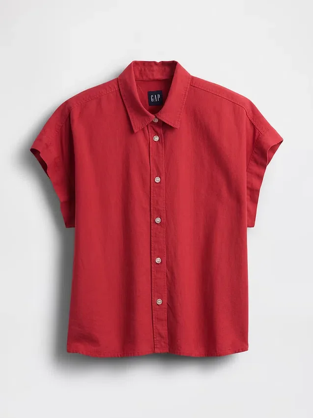 Chemise oversize en mélange de lin