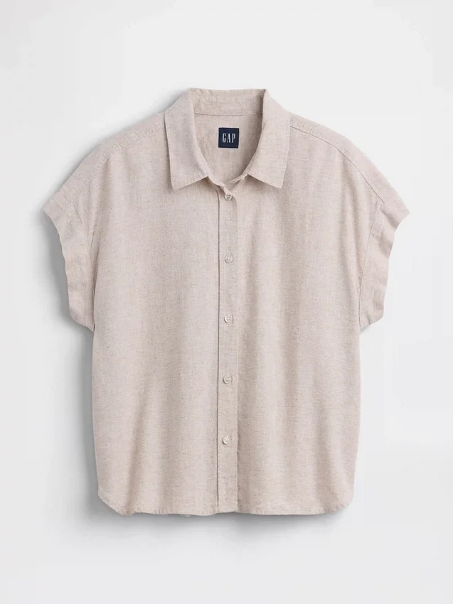 Chemise oversize en mélange de lin