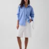 Chemise oversize en popeline de coton bio à manches froncées