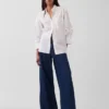 Chemise oversize en popeline de coton bio à manches froncées