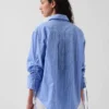 Chemise oversize en popeline de coton bio à manches froncées