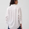Chemise oversize en popeline de coton bio à manches froncées