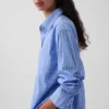 Chemise oversize en popeline de coton bio à manches froncées