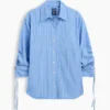 Chemise oversize en popeline de coton bio à manches froncées