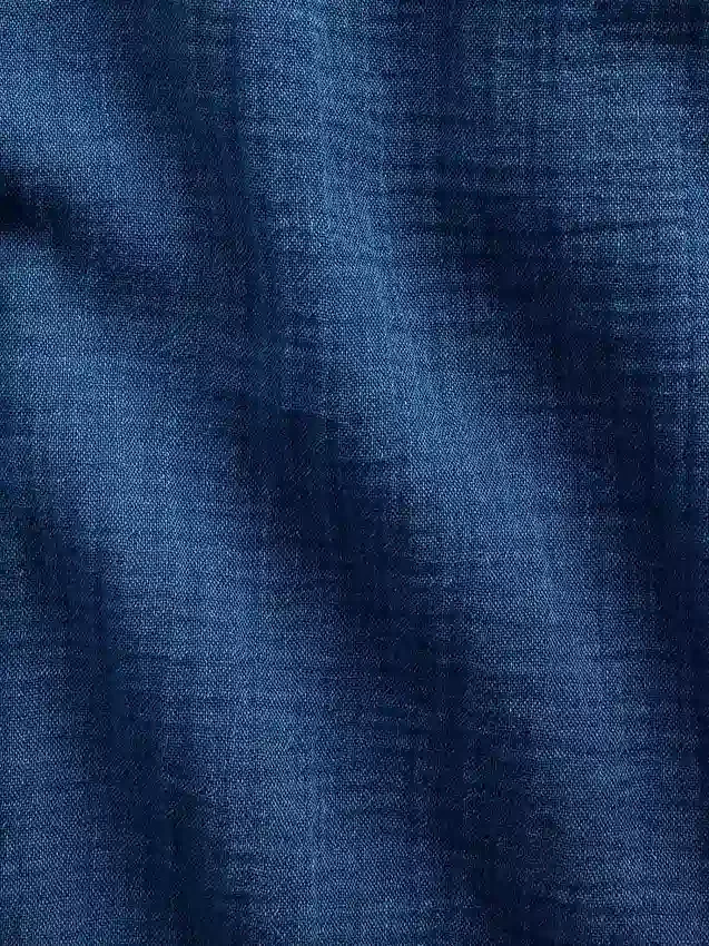 Chemise oversize sans col en denim de gaze de coton