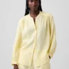 Chemise oversize sans col en gaze de coton