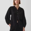 Chemise oversize sans col en gaze de coton
