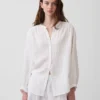 Chemise oversize sans col en gaze de coton