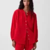 Chemise oversize sans col en gaze de coton