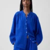 Chemise oversize sans col en gaze de coton