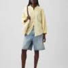 Chemise oversize sans col en gaze de coton