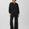 Chemise oversize sans col en gaze de coton
