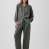 Chemise oversize sans col en gaze de coton