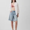 Chemise oversize sans col en gaze de coton