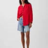 Chemise oversize sans col en gaze de coton