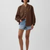 Chemise oversize sans col en gaze de coton