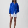 Chemise oversize sans col en gaze de coton