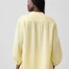 Chemise oversize sans col en gaze de coton