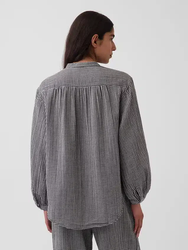 Chemise oversize sans col en gaze de coton