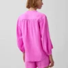 Chemise oversize sans col en gaze de coton