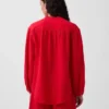 Chemise oversize sans col en gaze de coton