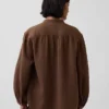 Chemise oversize sans col en gaze de coton