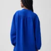 Chemise oversize sans col en gaze de coton
